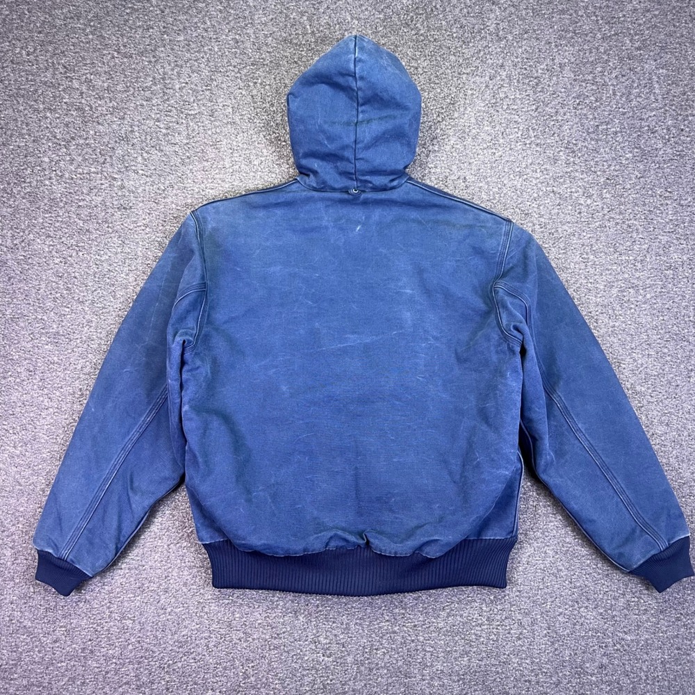 Carhartt J04 NVY Coat Mens L Navy Blue Workwear Vintage Thermal Hooded Canvas - Picture 11 of 16